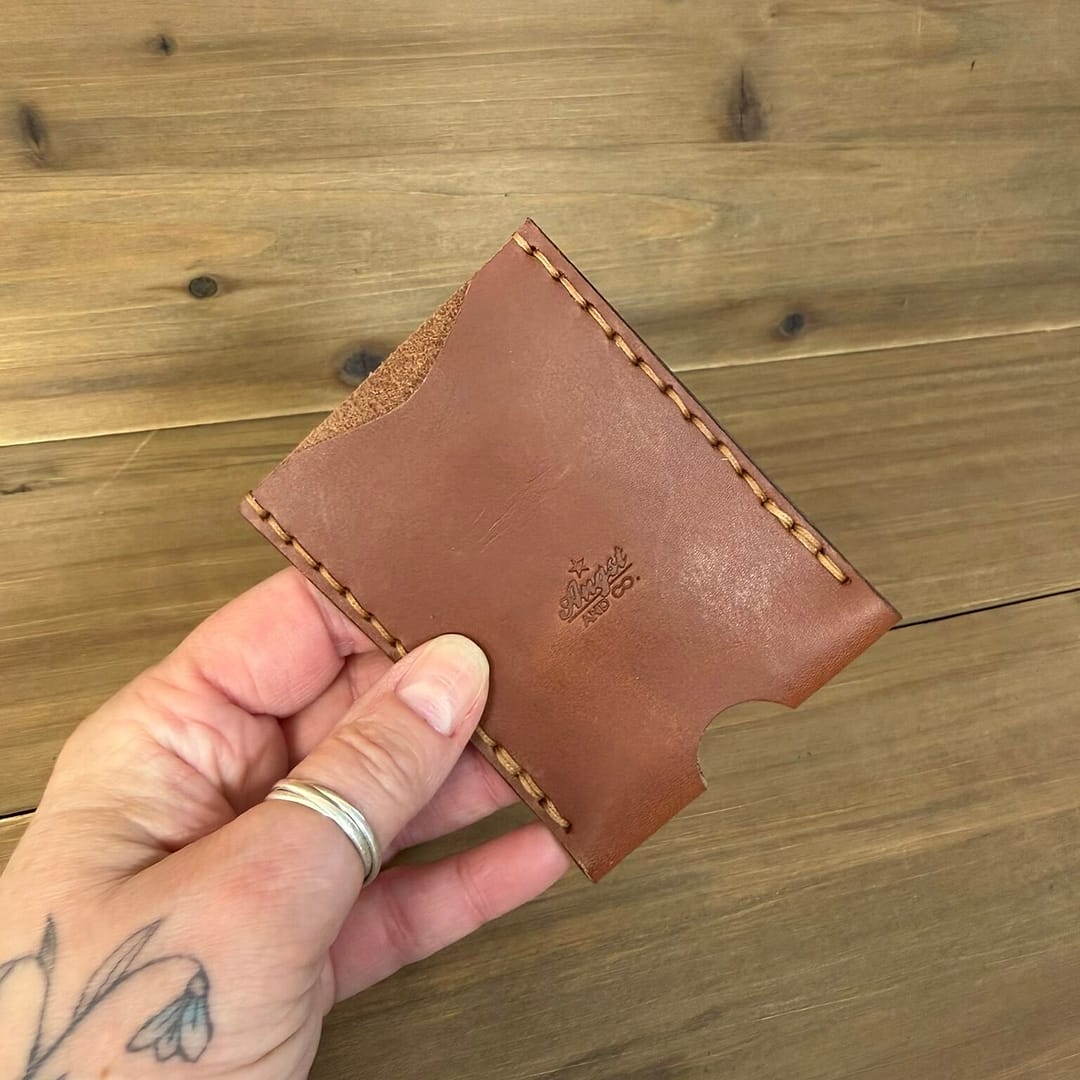 brown handmade leather front pocket wallet