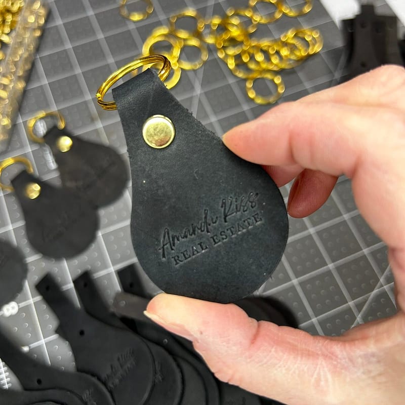 branded leather keychains