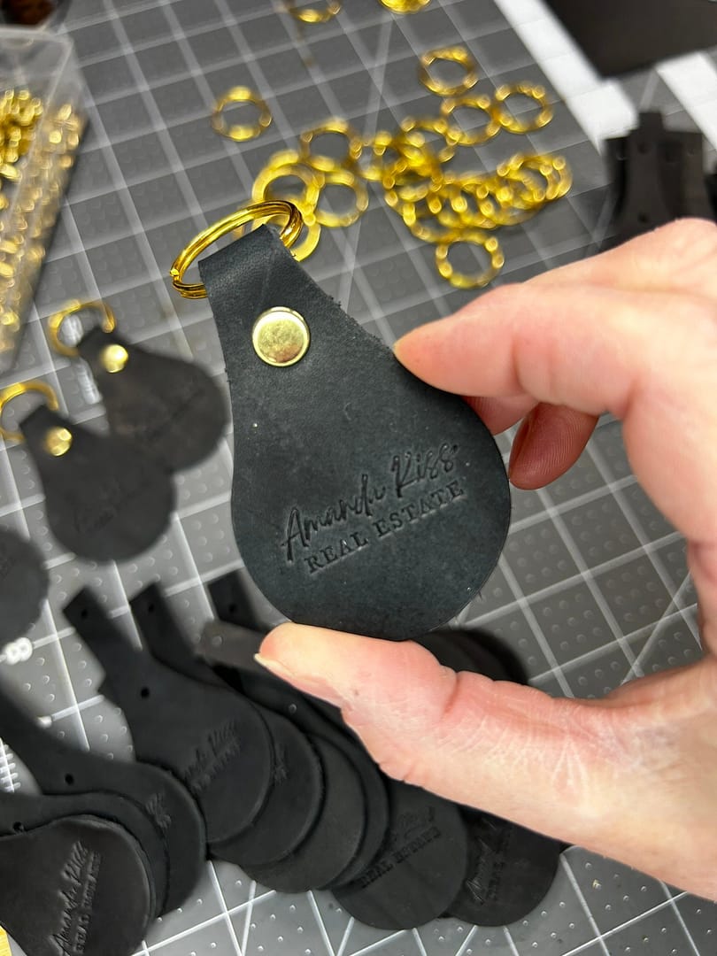 branded leather keychains
