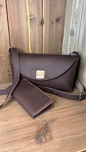 handmade leather purse and wallet in brown leather