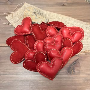 Small Leather Heart cushions made from jacket