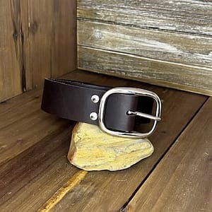 dark brown leather belt