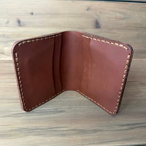 Handmade classic bifold wallet in brown full grain leather