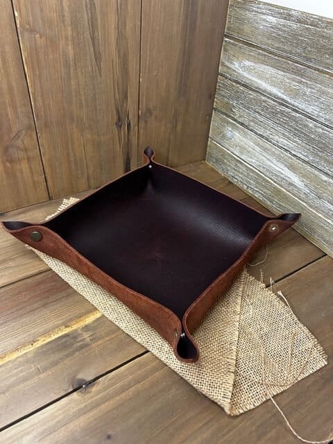 Full grain leather handmade in Canada valet tray