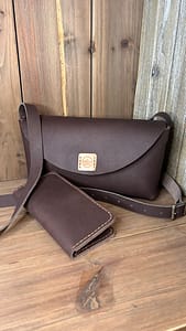 handmade leather purse and wallet in brown leather