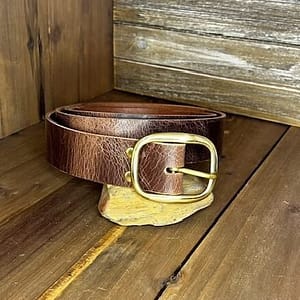 distressed brown leather belt