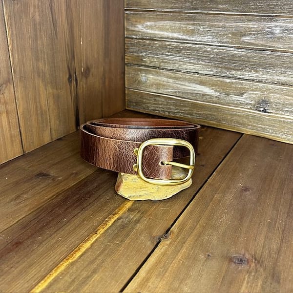 distressed brown leather belt